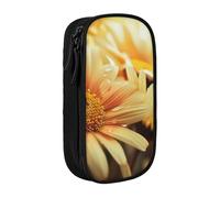 JKLQWC Yellow Flowers in The Morning Printed Pencil Case Cute Pen Pouch Large Pen Bag Portable Storage Organizer Box for Office School Teen Girl Boy Adult,Black