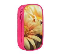JKLQWC Yellow Flowers in The Morning Printed Pencil Case Cute Pen Pouch Large Pen Bag Portable Storage Organizer Box for Office School Teen Girl Boy Adult,Pink