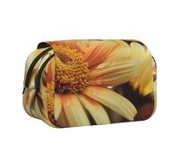 JKLQWC Yellow Flowers in The Morning Prints Pencil Case for Kids Men Women, Two Layers Large Capacity Pencil Pouch Makeup Bag Organizer for Office School Travel