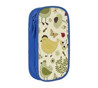 JKLQWC Yellow Leaves Chicken Printed Pencil Case Cute Pen Pouch Large Pen Bag Portable Storage Organizer Box for Office School Teen Girl Boy Adult,Blue