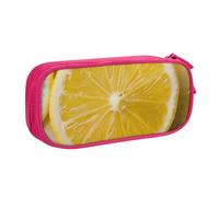 JKLQWC Yellow Lemon Printed Pencil Case Cute Pen Pencil Box Bag Zipper Storage Organizer Box Holder for Office School Teen Girl Boy Adult,Pink