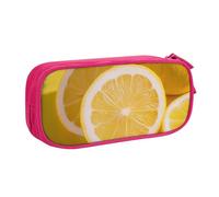 JKLQWC Yellow Lemon Printed Pencil Case Cute Pen Pencil Box Bag Zipper Storage Organizer Box Holder for Office School Teen Girl Boy Adult,Pink