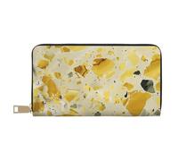 JKLQWC Yellow Marble Printed Long Wallet for Women Men Cute Coin Purse with Card Holder