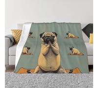JKLQWC Yoga pug Prints Flannel Blanket 125x150 CM, Lightweight Soft Warm Throw Blankets for Sofa Couch Bed Car