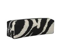 JKLQWC Zebra Animal Printed Leather Pencil Case with Silver Zipper - Simple and Lightweight Organizer for School, Office, Travel, Makeup