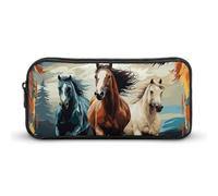 JKLQWH A Pattern with Horses As A Background Pencil Case Large Capacity Makeup Bag Portable Pencil Pouch For Office Supplies Travel Cosmetic Bags