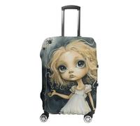JKLQWH Blonde Girl with Big Eyes Luggage Cover Personalization Suitcase Covers Protector Elastic Washable Baggage Cover Anti-Scratch For Traveling, Aircraft Consignment, style, Small