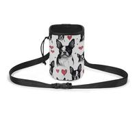 JKLQWH Boston Terrier Heart Dog Printed Pet Training Package Dog Walking Fanny Pack Dog Training Treat Pouch Portable Pet Pocket Puppy Treat Bag Pets Outdoor
