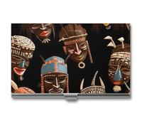 JKLQWH Business Card Holder,business Card Organizer, with African Ritual Ethnic Tribal Printed Pocket Card Holders for Men Or Women,Metal Slim Name Card Holder,RFID Blocking Business Card Holder Case