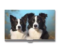 JKLQWH Business Card Holder,business Card Organizer, with Border Collie Printed Pocket Card Holders for Men Or Women,Metal Slim Name Card Holder,RFID Blocking Business Card Holder Case