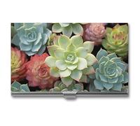 JKLQWH Cactus Succulents Business Card Holder Personalization Aluminum Alloy Business Card Case Slim Portable Name Cards Holders For Men Women