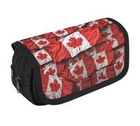 JKLQWH Canadian Flag Pencil Case With Double Zipper Large Capacity Cosmetic Bag 2 Compartments Portable Pencil Pouch For Office Supplies, Cosmetics