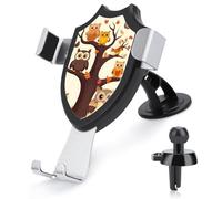 JKLQWH Car Phone Holder Cartoon Owl on Tree Printed Mount Cell Phone Holder for Car Dashboard Windshield Suction Cup Hands-Free Car Phone Stand Automobile Cradles Universal