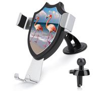 JKLQWH Car Phone Holder Flamingo On The Beach Printed Mount Cell Phone Holder for Car Dashboard Windshield Suction Cup Hands-Free Car Phone Stand Automobile Cradles Universal