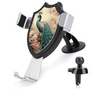 JKLQWH Car Phone Holder Oriental Peacock on Flower Tree Printed Mount Cell Phone Holder for Car Dashboard Windshield Suction Cup Hands-Free Car Phone Stand Automobile Cradles Universal