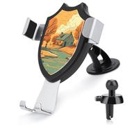JKLQWH Car Phone Holder River in Front of House Printed Mount Cell Phone Holder for Car Dashboard Windshield Suction Cup Hands-Free Car Phone Stand Automobile Cradles Universal