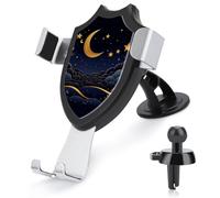 JKLQWH Car Phone Holder There are Stars and Moon on It Printed Mount Cell Phone Holder for Car Dashboard Windshield Suction Cup Hands-Free Car Phone Stand Automobile Cradles Universal