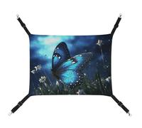 JKLQWH Cat Hammock,with Butterfly Night Printed Washable Soft Outdoor Cat Mat,Pet Hammock Bed Adjustable, with Adjustable Straps and Metal Hooks,for Cats Small Dogs Rabbits