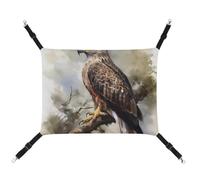JKLQWH Cat Hammock,with Hawk Sitting in The Tree Printed Washable Soft Outdoor Cat Mat,Pet Hammock Bed Adjustable, with Adjustable Straps and Metal Hooks,for Cats Small Dogs Rabbits