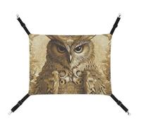 JKLQWH Cat Hammock,with Owl Pattern Printed Washable Soft Outdoor Cat Mat,Pet Hammock Bed Adjustable, with Adjustable Straps and Metal Hooks,for Cats Small Dogs Rabbits
