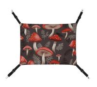 JKLQWH Cat Hammock,with Red Mushrooms Printed Washable Soft Outdoor Cat Mat,Pet Hammock Bed Adjustable, with Adjustable Straps and Metal Hooks,for Cats Small Dogs Rabbits