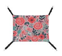 JKLQWH Cat Hammock,with Red Rose Flower Printed Washable Soft Outdoor Cat Mat,Pet Hammock Bed Adjustable, with Adjustable Straps and Metal Hooks,for Cats Small Dogs Rabbits