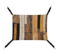 JKLQWH Cat Hammock,with Rustic Wooden Printed Washable Soft Outdoor Cat Mat,Pet Hammock Bed Adjustable, with Adjustable Straps and Metal Hooks,for Cats Small Dogs Rabbits