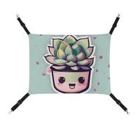 JKLQWH Cat Hammock,with Smiling Succulents Printed Washable Soft Outdoor Cat Mat,Pet Hammock Bed Adjustable, with Adjustable Straps and Metal Hooks,for Cats Small Dogs Rabbits