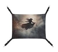 JKLQWH Cat Hammock,with Witch Flight Printed Washable Soft Outdoor Cat Mat,Pet Hammock Bed Adjustable, with Adjustable Straps and Metal Hooks,for Cats Small Dogs Rabbits