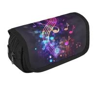 JKLQWH Colorful Galaxy Music Note Pencil Case With Double Zipper Large Capacity Cosmetic Bag 2 Compartments Portable Pencil Pouch For Office Supplies, Cosmetics