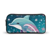 JKLQWH Cute Dolphin Snowflake Pencil Case Large Capacity Makeup Bag Portable Pencil Pouch For Office Supplies Travel Cosmetic Bags
