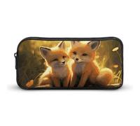 JKLQWH Cute Foxes Pencil Case Large Capacity Makeup Bag Portable Pencil Pouch For Office Supplies Travel Cosmetic Bags