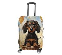 JKLQWH Dachshund Hot Air Balloon Luggage Cover Personalization Suitcase Covers Protector Elastic Washable Baggage Cover Anti-Scratch For Traveling, Aircraft Consignment, style, XL