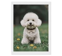JKLQWH Diamond Painting Kits for Adults Bichon Frise Dog on The Grass 5D Diamond Art Kit Paint by Diamonds for Beginners Gem Art Painting DIY Full Square Drill Paint for Wall Decor 12"x16"