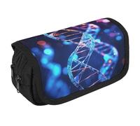 JKLQWH DNA Genetic Helix Pencil Case With Double Zipper Large Capacity Cosmetic Bag 2 Compartments Portable Pencil Pouch For Office Supplies, Cosmetics