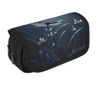 JKLQWH Dragonfly Silhouette Pencil Case With Double Zipper Large Capacity Cosmetic Bag 2 Compartments Portable Pencil Pouch For Office Supplies, Cosmetics