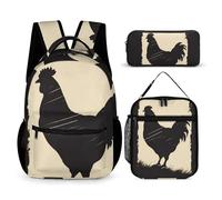 JKLQWH Farmhouse Chicken Backpack 3pcs Set Large Capacity Computer Backpack Reusable Lunch Bag Portable Pencil Case