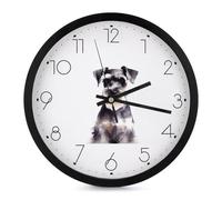 JKLQWH Fashionable Round Wall Clock Silent Non-Ticking Wall Clocks with Well-Behaved Schnauzer Printed Modern Battery Operated Wall Clocks for Office Classroom Home Kitchen,(10 Inches)