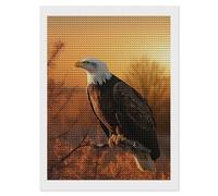 JKLQWH Golden Sunset Bald Eagle Diamond Painting Kit for Adults Beginners,Diamond Art Kit Wall Artworks,DIY Full Round Drill Dot Painting Art Kits for Home Decor 12"x16"