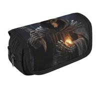 JKLQWH Grim Reaper Pencil Case With Double Zipper Large Capacity Cosmetic Bag 2 Compartments Portable Pencil Pouch For Office Supplies, Cosmetics