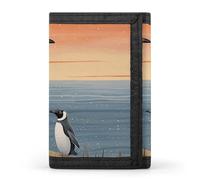 JKLQWH Hand Drawn Penguin Wallet Portable Slim Trifold Wallet Pocket Credit Card Holders Outdoor Travel Purse For Women Men