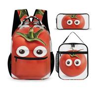 JKLQWH I Love You from My Head Tomatoes Backpack 3pcs Set Large Capacity Computer Backpack Reusable Lunch Bag Portable Pencil Case