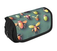 JKLQWH Insect Atlas Pencil Case With Double Zipper Large Capacity Cosmetic Bag 2 Compartments Portable Pencil Pouch For Office Supplies, Cosmetics