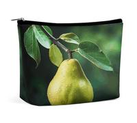 JKLQWH Leather Makeup Bag Waterproof Cosmetic Bag for Women Pears on The Tree Open Flat Toiletry Bags Portable Pouch With Zipper Make Up Organizer Case for Travel Accessories, Pears on The Tree, 6.8 ×