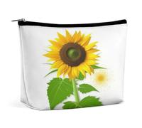 JKLQWH Leather Makeup Bag Waterproof Cosmetic Bag for Women Sunflower And Weed Open Flat Toiletry Bags Portable Pouch With Zipper Make Up Organizer Case for Travel Accessories, Sunflower And Weed, 6.8