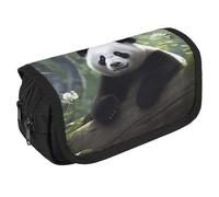 JKLQWH Lovely Panda Pencil Case With Double Zipper Large Capacity Cosmetic Bag 2 Compartments Portable Pencil Pouch For Office Supplies, Cosmetics