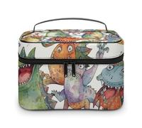 JKLQWH Makeup Bag Chaotic Colorful Monsters Printed Large Capacity Travel Make Up Bag for Cosmetics Vertical Storage Water-Resistant Leather Toiletry Organizer Skincare Makeup Organizer Bag, Chaotic