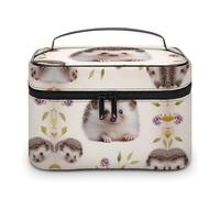 JKLQWH Makeup Bag Cute Baby Hedgehog Printed Large Capacity Travel Make Up Bag for Cosmetics Vertical Storage Water-Resistant Leather Toiletry Organizer Skincare Makeup Organizer Bag, Cute Baby