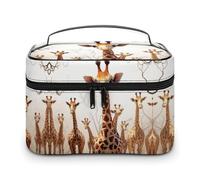 JKLQWH Makeup Bag Cute Cartoon Funny Giraffes Printed Large Capacity Travel Make Up Bag for Cosmetics Vertical Storage Water-Resistant Leather Toiletry Organizer Skincare Makeup Organizer Bag, Cute