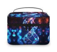 JKLQWH Makeup Bag DNA Genetic Helix Printed Large Capacity Travel Make Up Bag for Cosmetics Vertical Storage Water-Resistant Leather Toiletry Organizer Skincare Makeup Organizer Bag, DNA Genetic